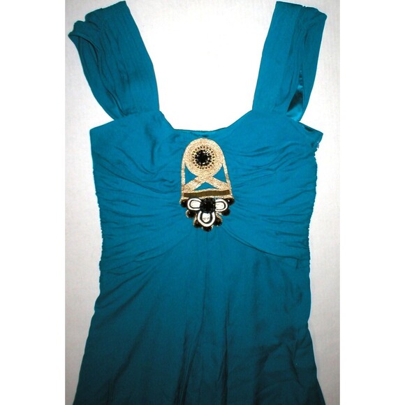 New NWT Ocean Blue Temperley London Dress Womens 12 Evening Gown Jewels Silk Emb - Picture 3 of 12